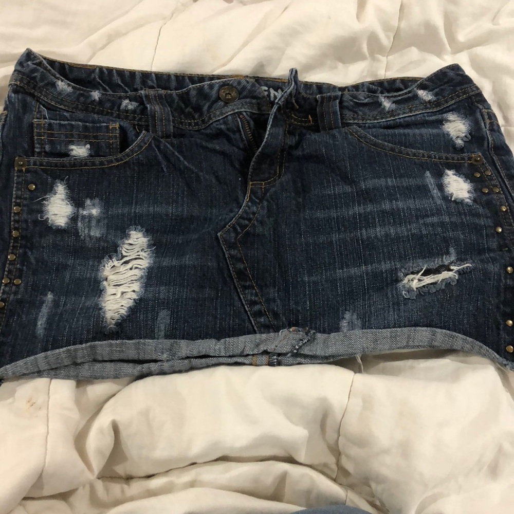 Dark denim mini skirt